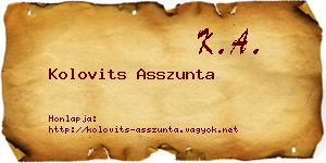 Kolovits Asszunta névjegykártya